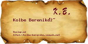 Kolbe Bereniké névjegykártya